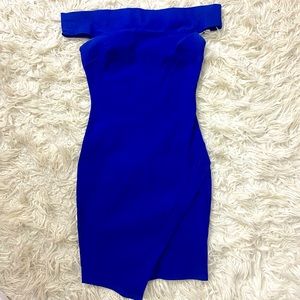 Royal Blue Bodycon Off Shoulder Dress